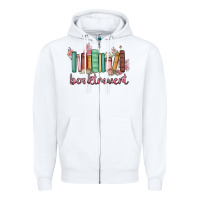 White booktrovert Zipper Hoodie - MaliasSmallBusiness