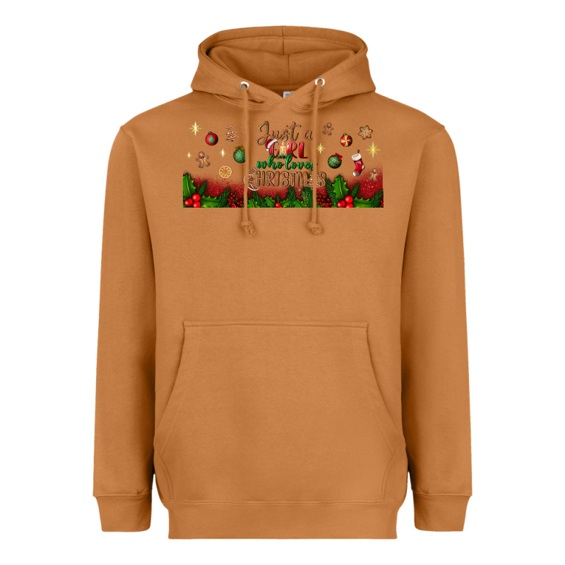 Just A Girl Who Loves Christmas Libbey Glass Heavyweight Hoodie by BundleAndBundleShop | Teevron
