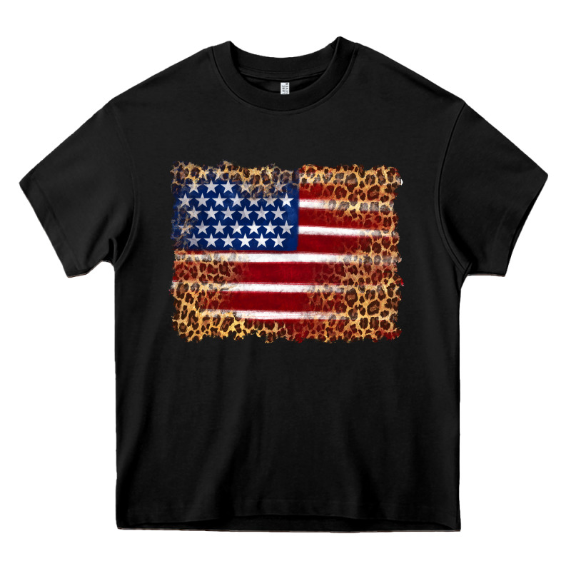 American Flag And Leopard Heavy Core Tee by Artiststas | Teevron