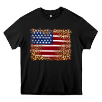 Black american flag and leopard Heavy Core Tee - Artiststas