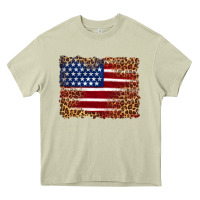 Mossy american flag and leopard Heavy Core Tee - Artiststas