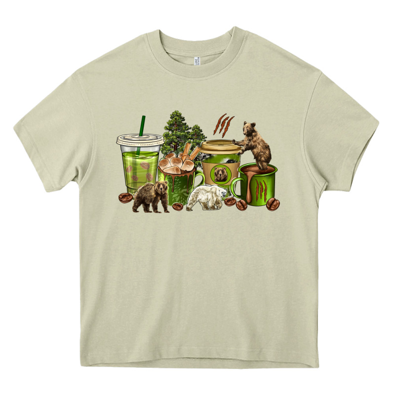 Bear Coffee Cups Heavy Core Tee by texasbilliewilder | Teevron