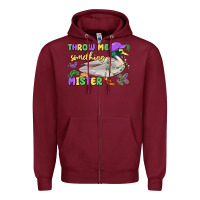 Burgundy throw me something mister mardi gras duck Zipper Hoodie - MaliasSmallBusiness