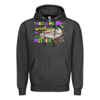 Charcoal Heather throw me something mister mardi gras duck Zipper Hoodie - MaliasSmallBusiness