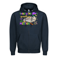 Navy throw me something mister mardi gras duck Zipper Hoodie - MaliasSmallBusiness