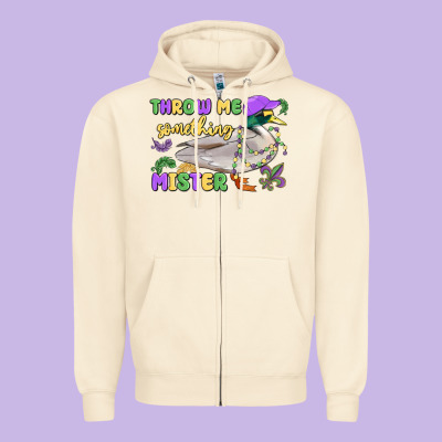Throw Me Something Mister Mardi Gras Duck Zipper Hoodie Designed By Maliassmallbusiness
