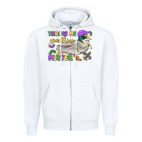 White throw me something mister mardi gras duck Zipper Hoodie - MaliasSmallBusiness