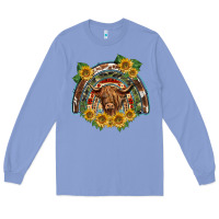 Colony Blue scottish calf sunflowers rainbow Long Sleeve Tee - BarkalooDesign