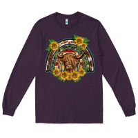 Plum scottish calf sunflowers rainbow Long Sleeve Tee - BarkalooDesign