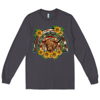 Smoke scottish calf sunflowers rainbow Long Sleeve Tee - BarkalooDesign