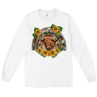 White scottish calf sunflowers rainbow Long Sleeve Tee - BarkalooDesign