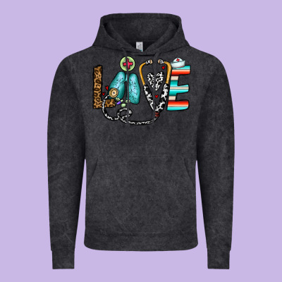Love Nurse Vintage Hoodie Designed By Cowhidedigitalart