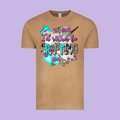 I D Rather Be Crafting Vintage Tee Designed By Adodesignshop