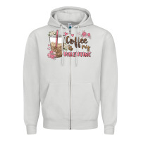 Dove Grey coffee is my valentine Zipper Hoodie - MaliasSmallBusiness