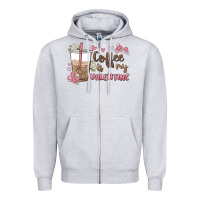 Heather Grey coffee is my valentine Zipper Hoodie - MaliasSmallBusiness