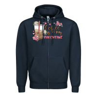 Navy coffee is my valentine Zipper Hoodie - MaliasSmallBusiness