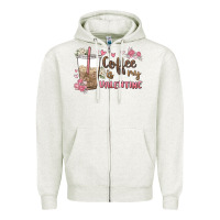 Oatmeal Heather coffee is my valentine Zipper Hoodie - MaliasSmallBusiness
