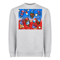 Heather Grey american popsicle and stars Heavyweight Sweatshirt - AdoDesignShop