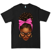 Black afro messy bun pink bow Premium Tee - texasbilliewilder