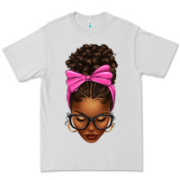 Dove Grey afro messy bun pink bow Premium Tee - texasbilliewilder