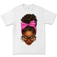 Afro Messy Bun Pink Bow Premium Tee | Teevron