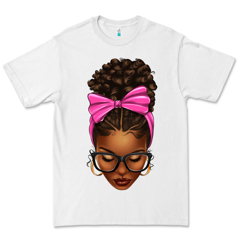 Afro Messy Bun Pink Bow Premium Tee by texasbilliewilder | Teevron