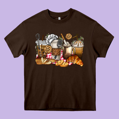 Bakery Coffee Cups Heavy Core Tee Designed By Texasbilliewilder