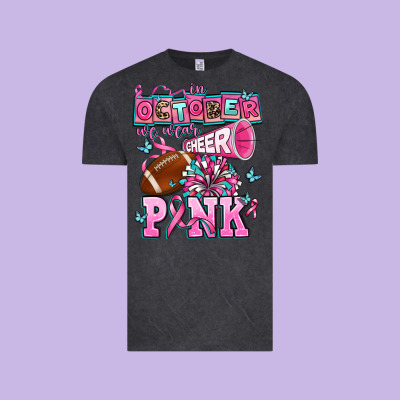 In October We Wear Cheer Pink Football Vintage Tee Designed By Adodesignshop