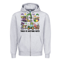 Heather Grey throw me something mister Zipper Hoodie - MaliasSmallBusiness