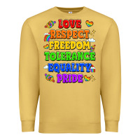 Antique Gold love respect freedom tolerance equality pride Premium Sweatshirt - LillyAllenDesigns