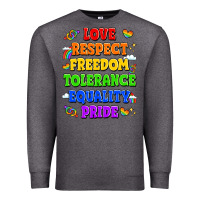 Charcoal Heather love respect freedom tolerance equality pride Premium Sweatshirt - LillyAllenDesigns