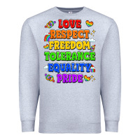 Heather Grey love respect freedom tolerance equality pride Premium Sweatshirt - LillyAllenDesigns
