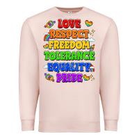 Pale Pink love respect freedom tolerance equality pride Premium Sweatshirt - LillyAllenDesigns