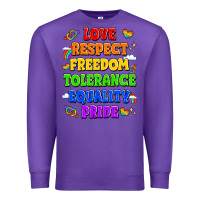 Purple love respect freedom tolerance equality pride Premium Sweatshirt - LillyAllenDesigns