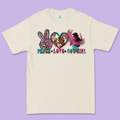 Peace Love Cowgirl Premium Tee Designed By Zillion Design Studio
