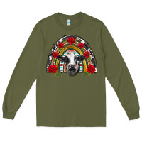 Army Green black and white baby cow floral rose rainbow Long Sleeve Tee - BarkalooDesign