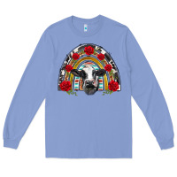 Colony Blue black and white baby cow floral rose rainbow Long Sleeve Tee - BarkalooDesign