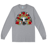 Heather Grey black and white baby cow floral rose rainbow Long Sleeve Tee - BarkalooDesign