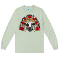 Matcha black and white baby cow floral rose rainbow Long Sleeve Tee - BarkalooDesign