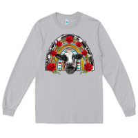 Moon Dust black and white baby cow floral rose rainbow Long Sleeve Tee - BarkalooDesign