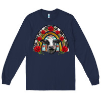 Navy black and white baby cow floral rose rainbow Long Sleeve Tee - BarkalooDesign
