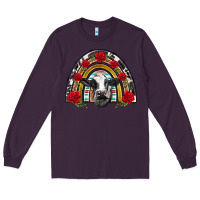 Plum black and white baby cow floral rose rainbow Long Sleeve Tee - BarkalooDesign