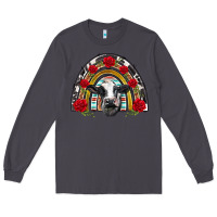 Smoke black and white baby cow floral rose rainbow Long Sleeve Tee - BarkalooDesign