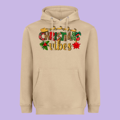 Christmas Vibes Heavyweight Hoodie Designed By Bundleandbundleshop