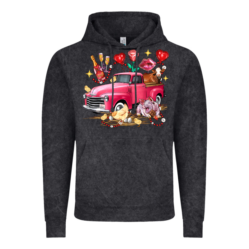 Valentine's Day Truck Farm Animals Vintage Hoodie by FaDigitalArtStudio | Teevron