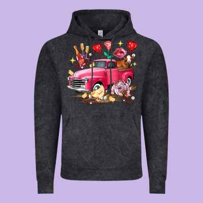 Valentine's Day Truck Farm Animals Vintage Hoodie Designed By Fadigitalartstudio
