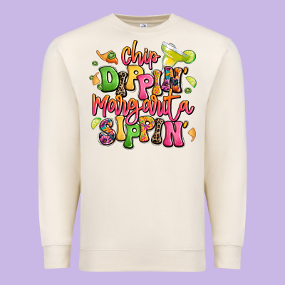 Chip Dippin' Margarita Sippin' Premium Sweatshirt Designed By Lillyallendesigns