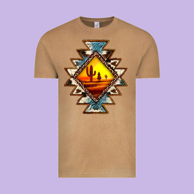 Cowhide Leopard Sunset Aztec Vintage Tee Designed By Jahusdesignshop