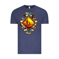 Vintage Denim cowhide leopard sunset aztec Vintage Tee - JahusDesignShop