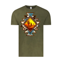 Vintage Olive cowhide leopard sunset aztec Vintage Tee - JahusDesignShop